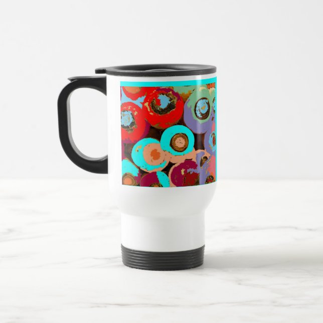 Bunte personalisierte Reise-Tasse Reisebecher (Links)