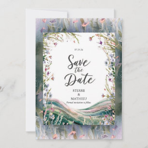 Bunte Petals-Wildblume Hochzeit Save The Date