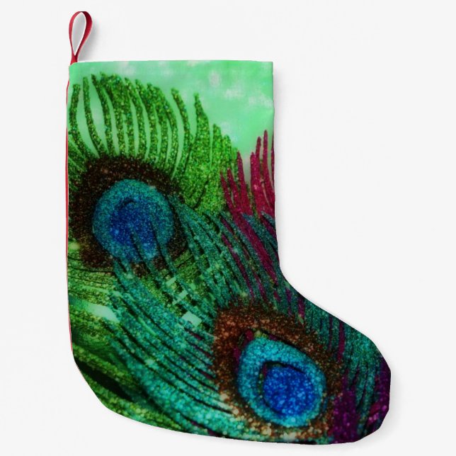 Bunte Pfau-Federn Kleiner Weihnachtsstrumpf (Vorderseite)