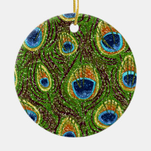 Bunte Pfauenfeder-Muster Keramikornament