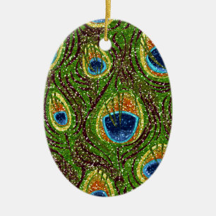 Bunte Pfauenfeder-Muster Keramikornament