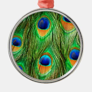 Bunte Pfauenfeder-Muster Ornament Aus Metall