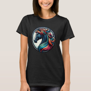 Bunte Pferdeillustrationskunst für Enthusiasten H T-Shirt