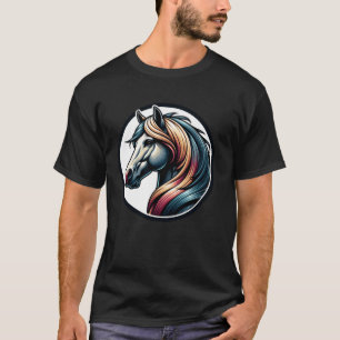 Bunte Pferdekopf-Illustration für Pferdefreunde T-Shirt