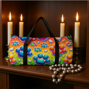 Bunte Pfotenabdruck-Regenbogen-Reisetasche Duffle Bag