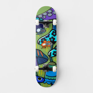 Bunte Pilz-Illustration Skateboard