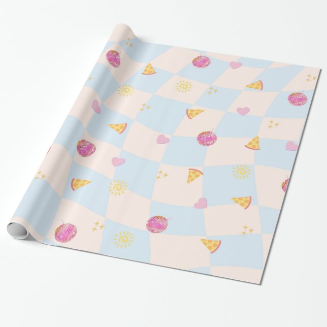 Bunte Pizza-Geburtstags-Verpackungspapier Geschenkpapier (Ungerollt)