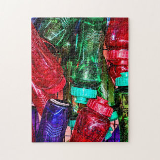 Bunte Plastikflaschen-Puzzle Puzzle