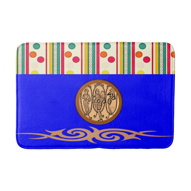 bunte Pokadot-Kreise Badezimmer Badewanne Badematte (Vorderseite)