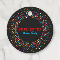Bunte Polka dot Custom Hebrew Happy Purim