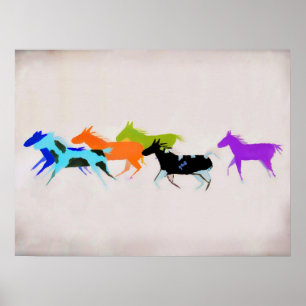 Bunte Ponys in der Rauch-Kunst Poster