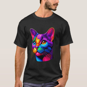 Bunte Pop-Art-Bombay-Katze T-Shirt