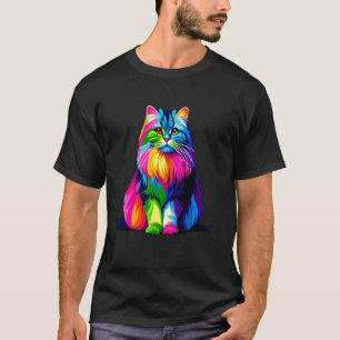 Bunte Pop-Art-Britisch Langhaar Katze Highland Str T-Shirt