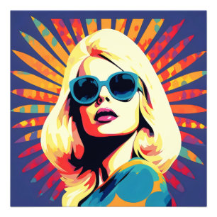 Bunte Pop-Art Coole Frau Fotodruck