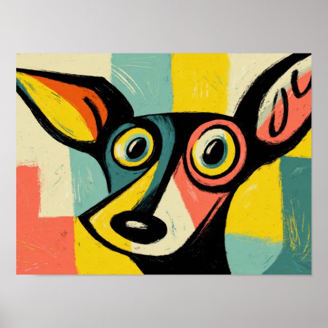 Bunte Pop-Art-Hundedarstellung Poster (Vorne)