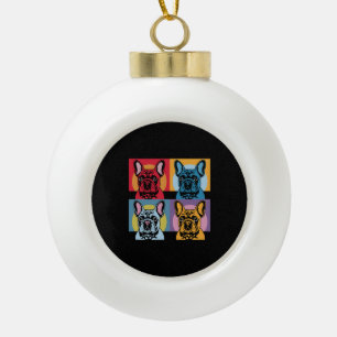 Bunte Pop-Art-Illustration eines Hundes – Kühnes u Keramik Kugel-Ornament