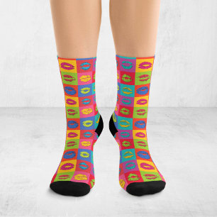 Bunte Pop-Art-Küssende Lippen XOXO Socken