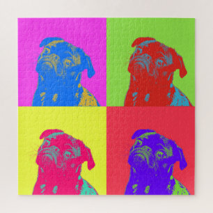 Bunte Pop-Art-Mops-Porträt Puzzle