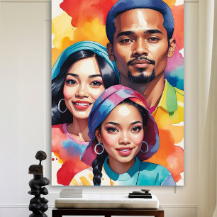 Bunte Pop-Art-Multikultur-Menschen-Vielfalt Poster