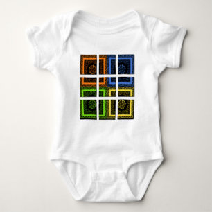 Bunte Pop-Art-Quadrate in einer Schachtel Baby Strampler
