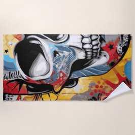 Bunte Pop-Art-Totenkopf-Grafikillustration Strandtuch