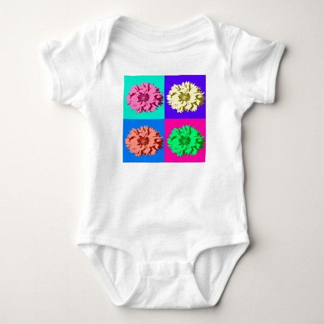 Bunte Pop-Kunst-Blumen Baby Strampler (Vorderseite)
