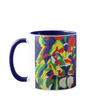 Bunte Pop-Kunst-Löwe-Tasse