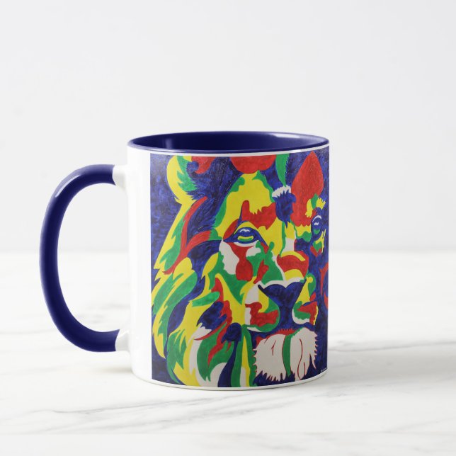 Bunte Pop-Kunst-Löwe-Tasse Tasse (Links)