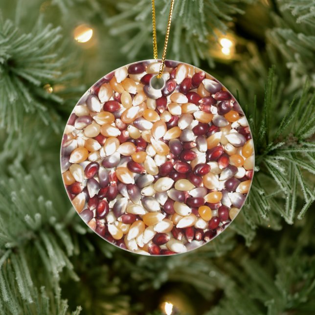 Bunte Popcornkerne, Maiskolben Keramik Ornament (Baum)