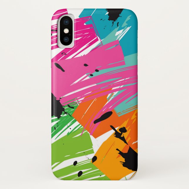 Bunte Popgrunge-Bürsten-Funky abstrakter Case-Mate iPhone Hülle (Rückseite)