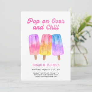 Bunte Popsicle Sommer Mädchen 3. Geburtstag Einladung