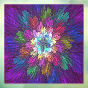 Bunte psychedelische Blumen-Abstract-Fraktal-Kunst Fensteraufkleber