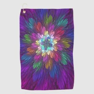 Bunte psychedelische Blumen-Abstract-Fraktal-Kunst Golfhandtuch