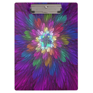 Bunte psychedelische Blumen-Abstract-Fraktal-Kunst Klemmbrett