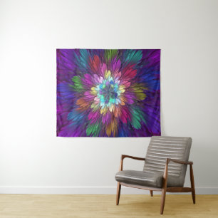 Bunte psychedelische Blumen-Abstract-Fraktal-Kunst Wandteppich