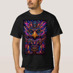 Bunte psychedelische Eulen-Totem-Kunst Herren T-Sh T-Shirt