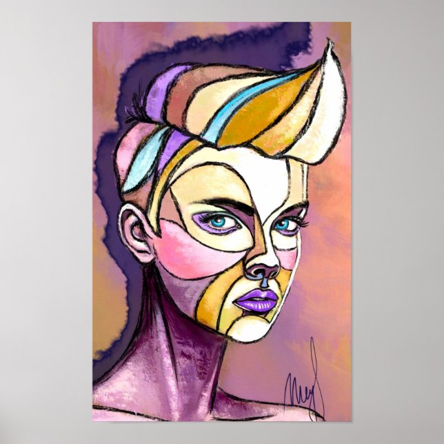 Bunte Punk-Frau Poster (Vorne)