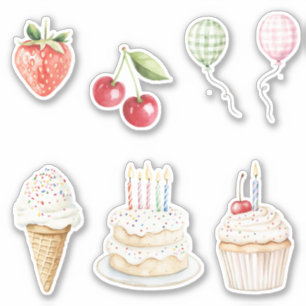 Bunte Punkte Konfetti Eiscreme Tüte Geburtstag Aufkleber