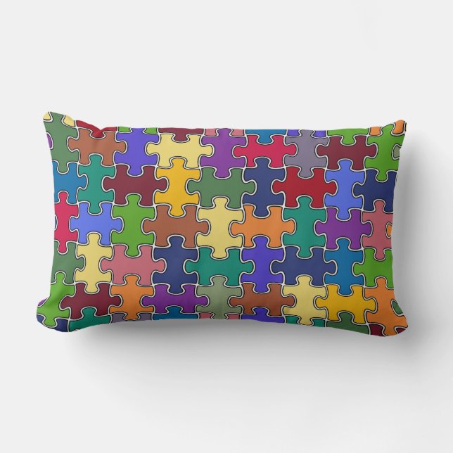 bunte Puzzleteile Lendenkissen (Vorderseite)