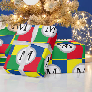 Bunte Quadrate Benutzerdefiniertes Monogramm Anfan Geschenkpapier