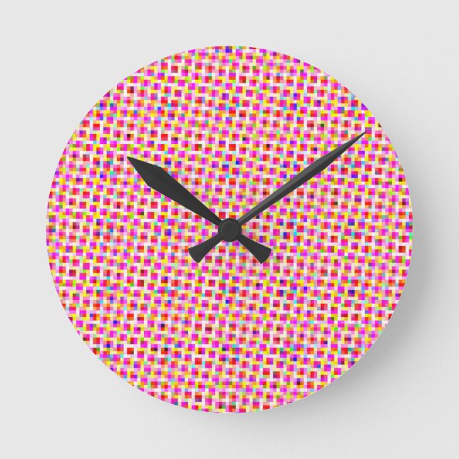 Bunte Quadrate Runde Wanduhr (Vorderseite)