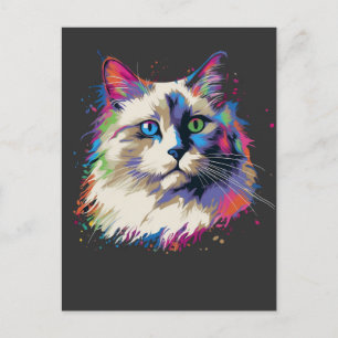 Bunte Ragdoll-Katze Postkarte