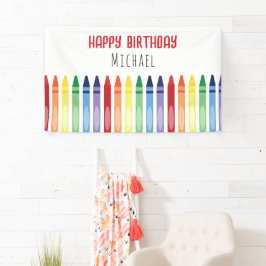 Bunte Rainbow Crayons Geburtstagsparty Banner