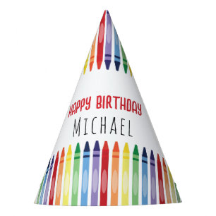 Bunte Rainbow Crayons Geburtstagsparty Partyhütchen