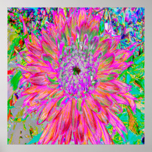 Bunte Regenbogen-Abstrakt Dekorative Dahlienblume Poster