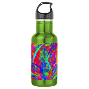 Bunte Regenbogen-Blumen-Wasserflasche mit Fellüber Edelstahlflasche