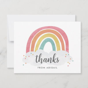 Bunte Regenbogen-Calligraphy-Kindergeburtstag Dankeskarte