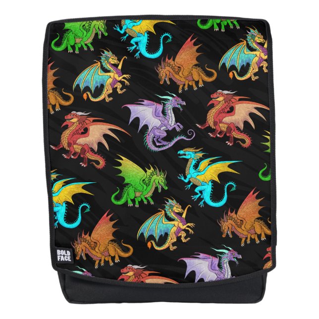Bunte Regenbogen-Drache-Schule Rucksack (Vorderseite)