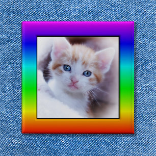 Bunte Regenbogen-Familien-Tier-Fotorahmen Button