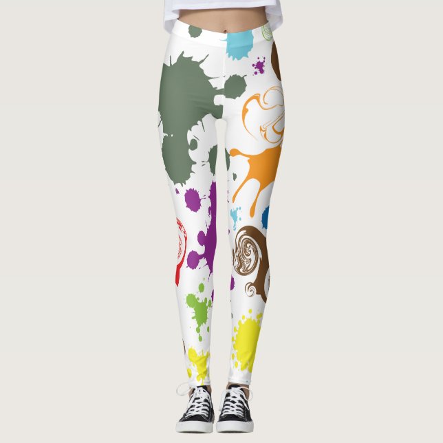 Bunte Regenbogen-Farbspritzer-Kunst-Leggings Leggings (Vorderseite)